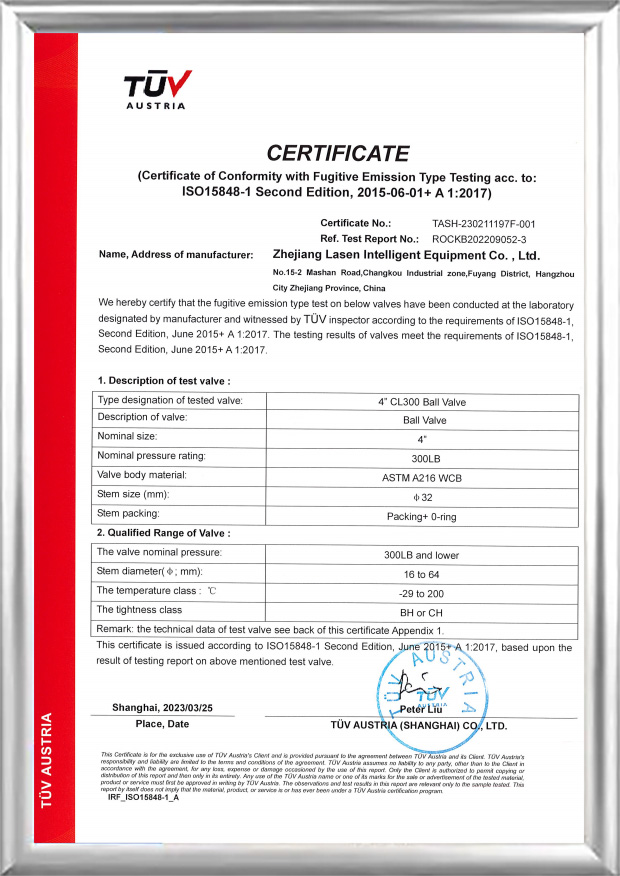 Certifikát TUV ISO15848 (4